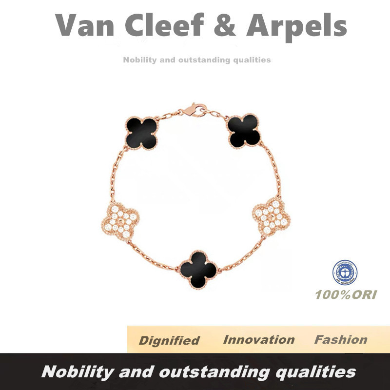 [100% Original]Gelang Wanita,Gelang Emas,Van Cleef & Arpels Alhambra Vintage 18K Rose Gold Bracelet 
