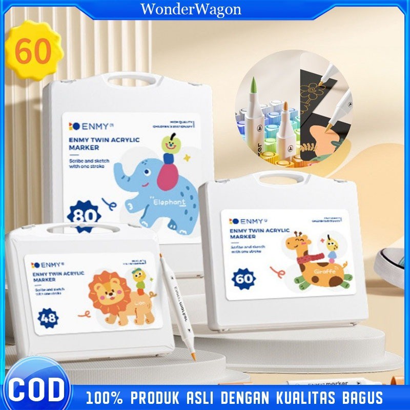 

COD ENMY Marker Acrylic Set 24/36/60/80 Warna Twin Acrylic Marker Yang DIY Painting Spidol Pastel Pulpen Highlight Drawing Warna spidol warna warni Spidol Akrilik Marker