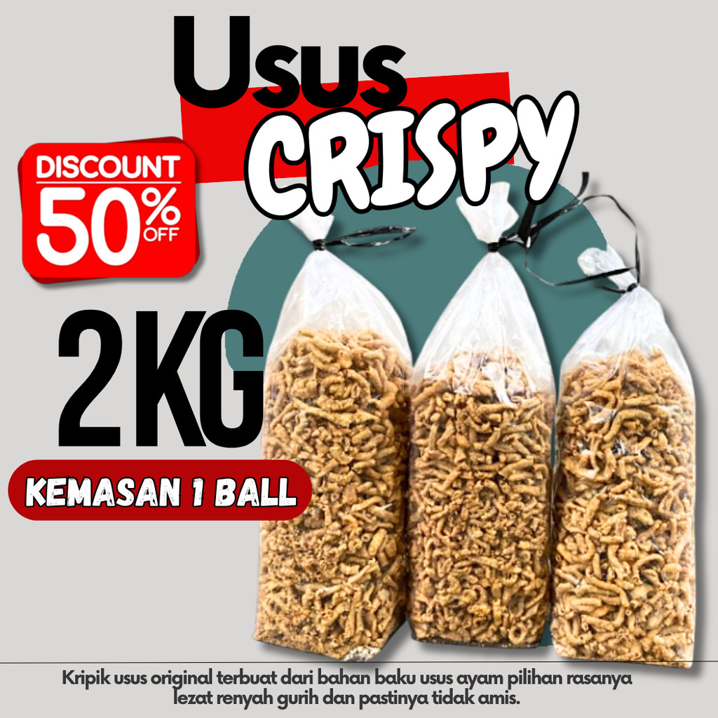 

Keripik Usus Ayam Crispy - usus krispy renyah 2kg (1 ball)