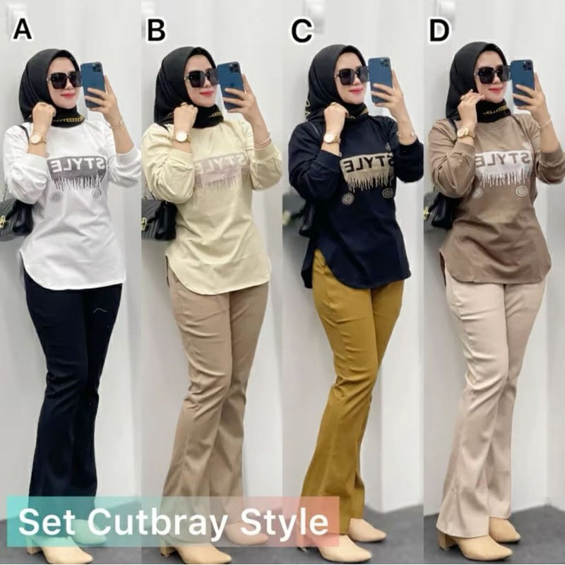 FICIEKUNZEX Setelan celana cutbray wanita jumbo Combad Mix Chinos Premium // Oneset Wanita Kekiniann