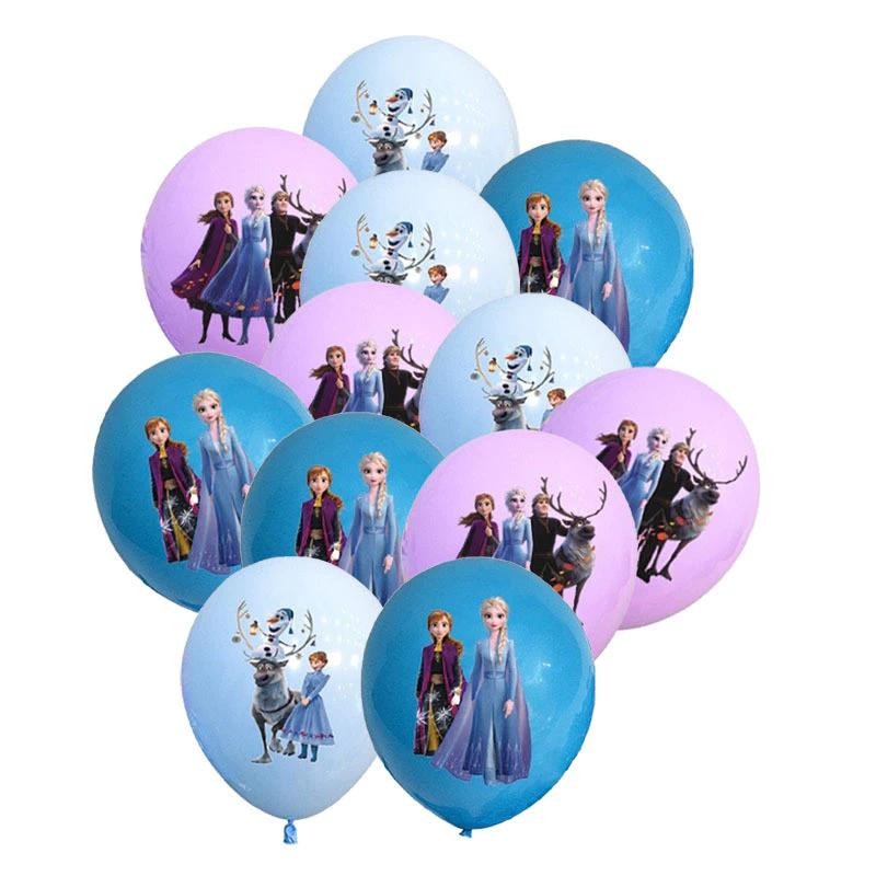 Balon Latex 12 Inch Transparan Confetti Emas + Balon Karakter Frozen / Dekorasi Pesta Anak