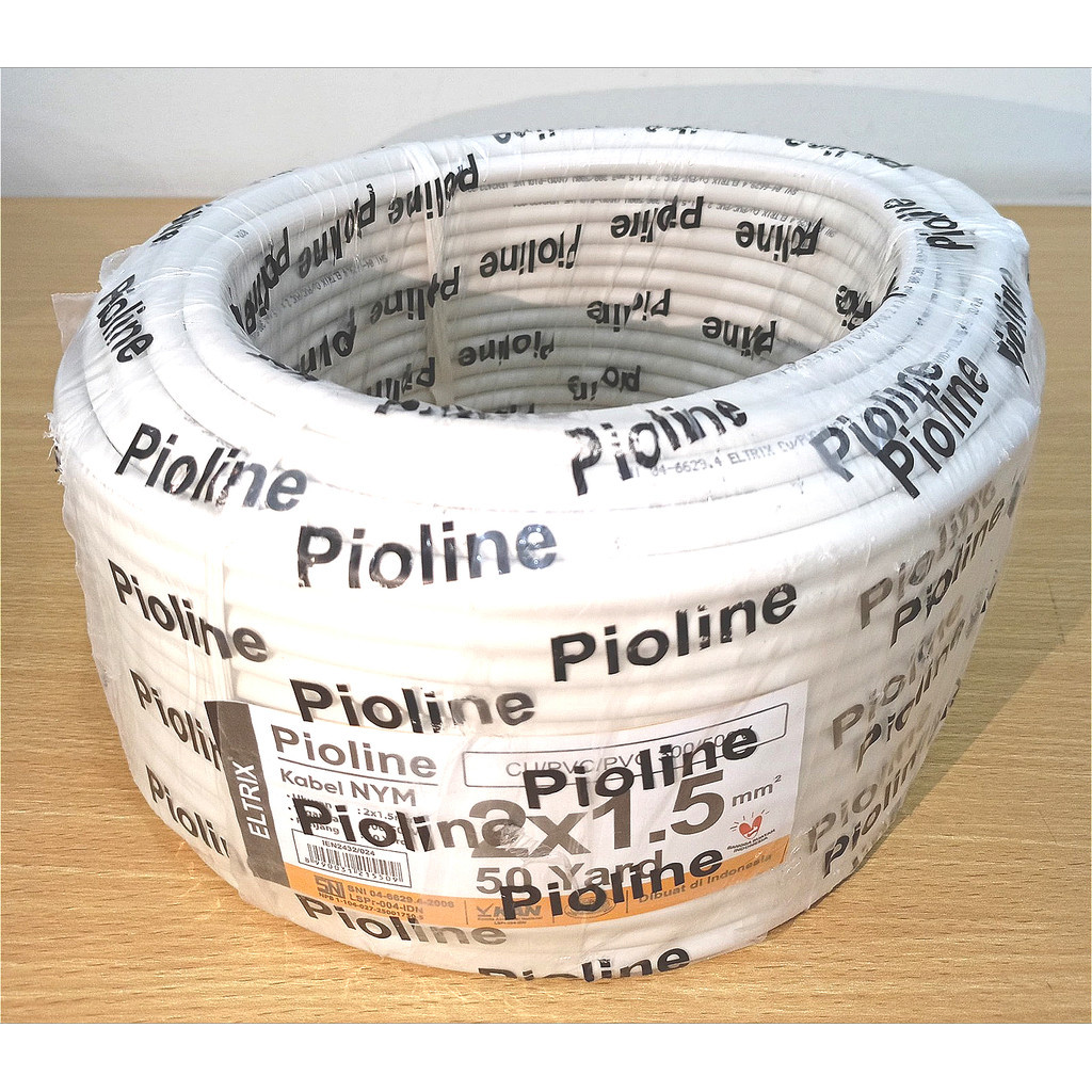 KABEL LISTRIK TEMBAGA NYM 2X1,5MM 2 X 1,5 MM 50Y 50 Yard SNI LMK PIOLINE INSTALASI LISTRIK PER GULUN