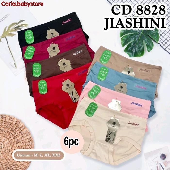 [Promo] 6pc- celana dalam wanita jiashini super soft bahan cotton spandex lembut halus adem nyaman d