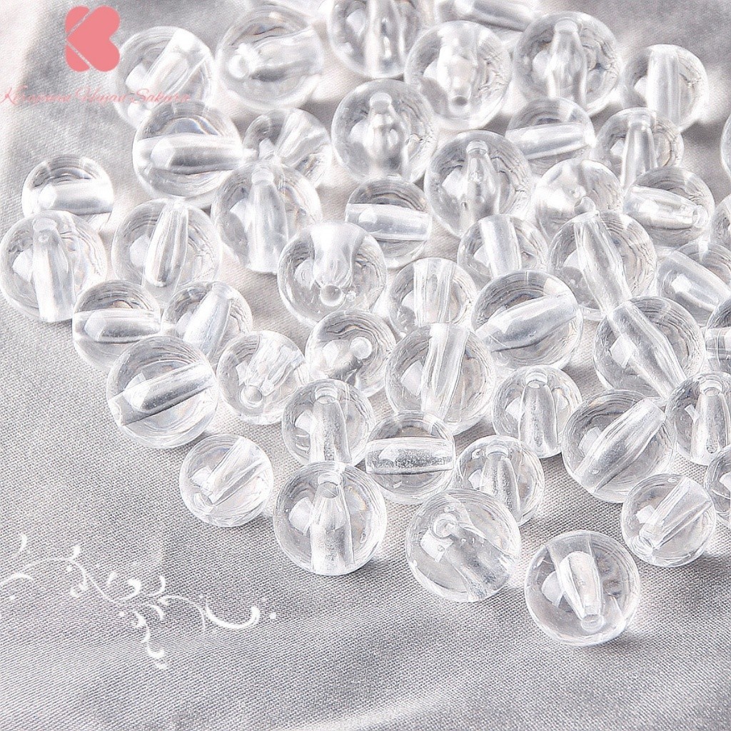 (BM) Ready COD 100Pcs MANIK TRANSPARAN KACA BENING BULAT 4MM-12MM Manik Bulat Bening Clear Kaca Bead