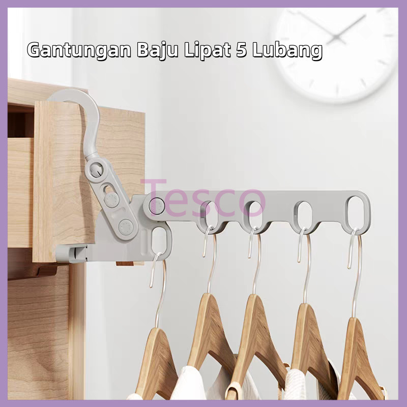 Gantungan Baju Lipat 5 Lubang/ Gantungan Baju Serbaguna/Gantungan Baju Lipat