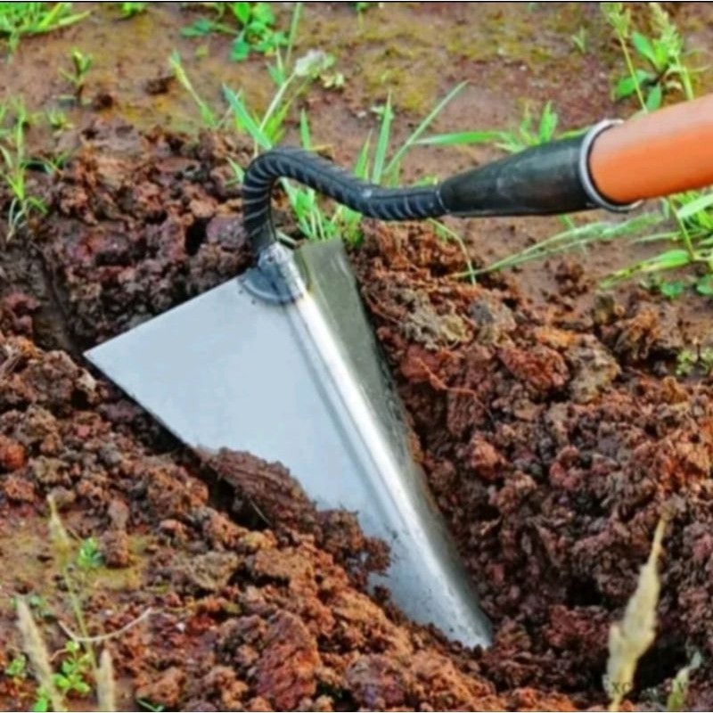 Cangkul Tip Besar Baja Mangan Cangkul Anti Lengket Tanah Sawah Cangkul Segitiga