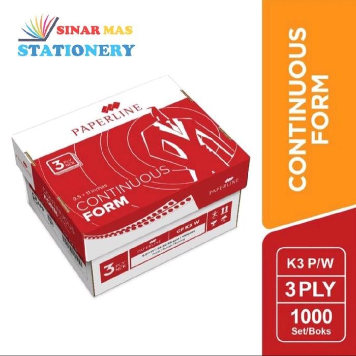 Paperline Continuous form 3 PLY Warna 9,5" x 11"/Kertas Computer 3 Rangkap Full Warna by Fajar SA
