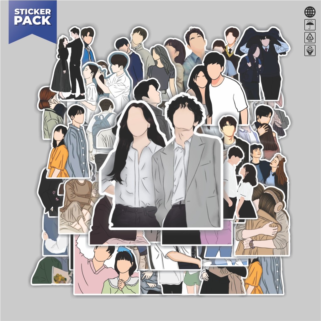 

[100PCS]Stiker Pack Stiker Korean Drama Couple Aesthetic Vinyl Anti Air Dekorasi Sticker Laptop Buku Journal Koper Helm Casing HP Gitar Helm Skateboard