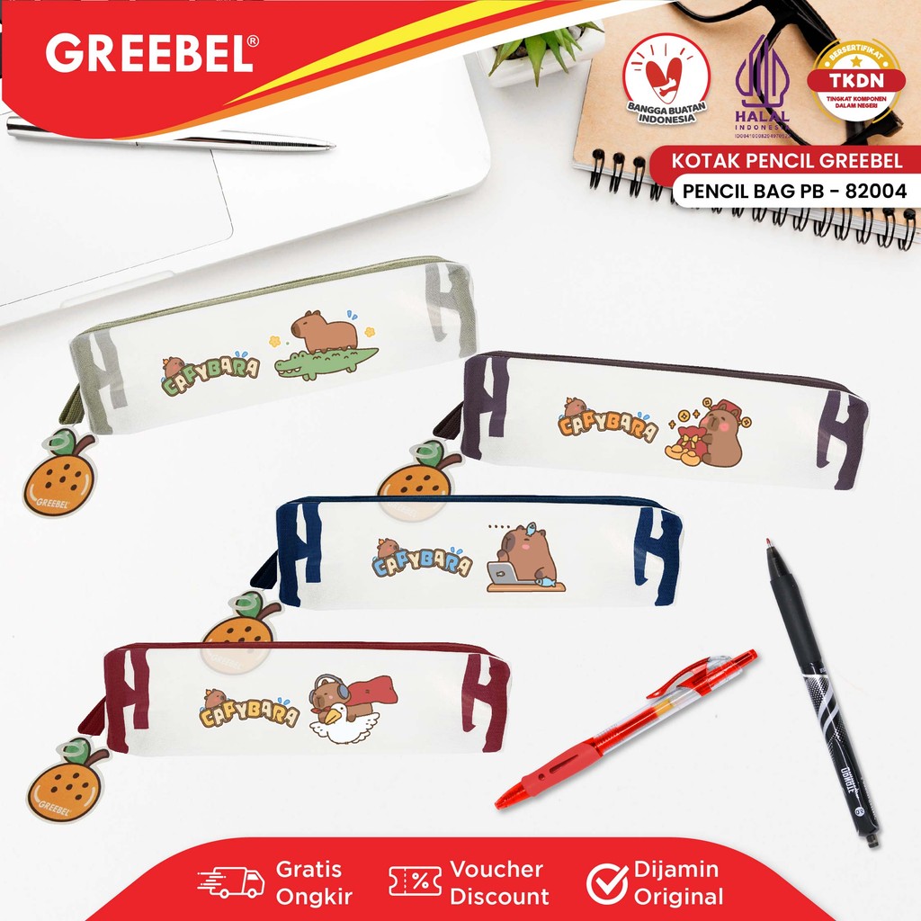 

GREEBEL Kotak Pensil / Tempat Pensil Ritsleting / Pouch Holder / Tempat Pensil Capybara 82004
