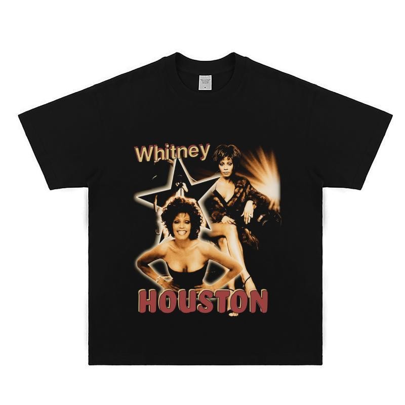 COD Penyanyi Amerika Whitney Houston Kaos Whitney Houston Retro Amerika Katun Lengan Pendek Leher Bu