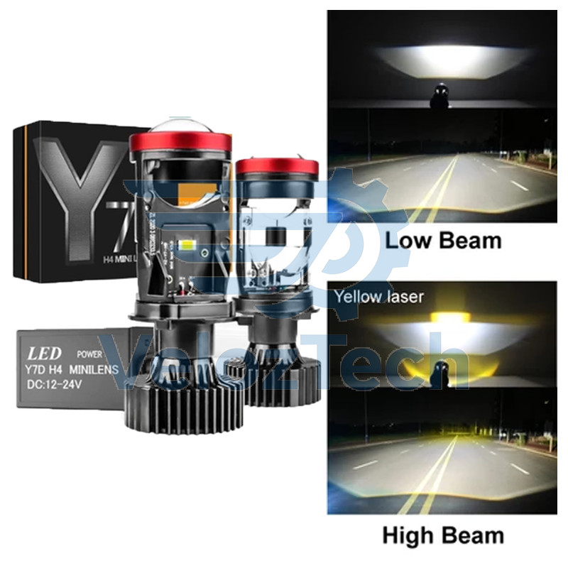 Y7D LAMPU LED MOBIL MOTOR H4 MINI PROJEKTOR PROJIE Y7D ORIGINAL SUPER TERANG