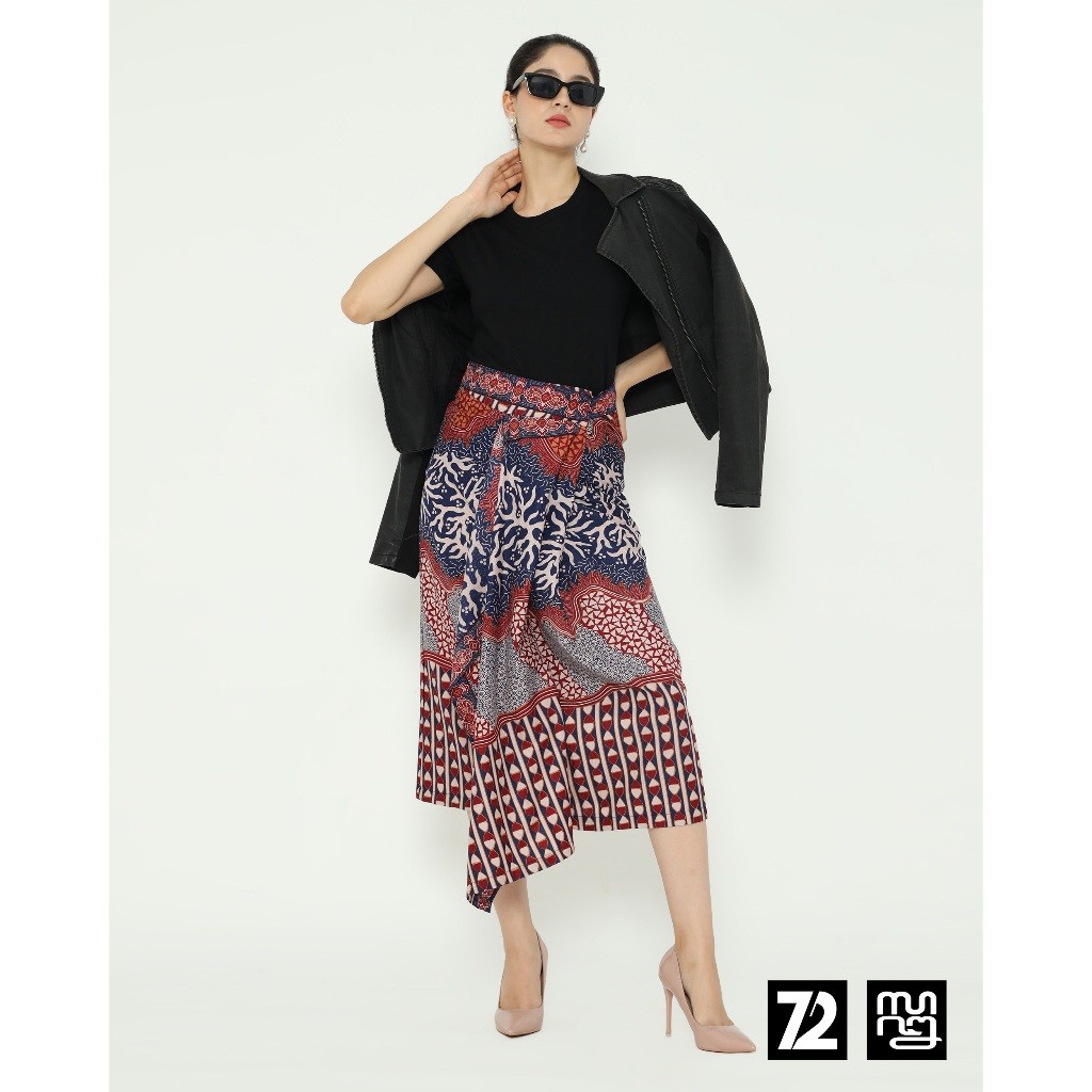72 Batik - Rok Batik Span Skirt Lilit Kebaya Instan Modern Wanita Warna Biru 725882