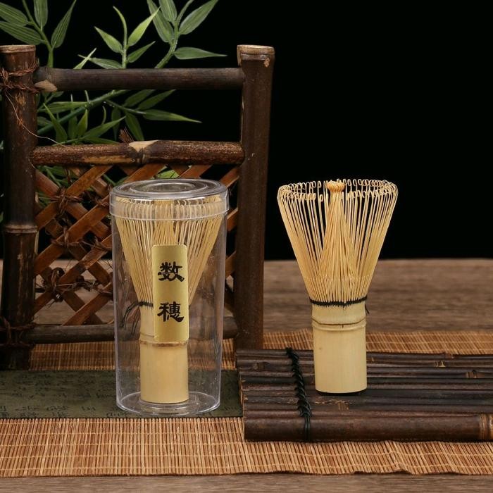 Baiben Li Chasen Bamboo Whisk Matcha Jepang Pengaduk Teh Tradisional Bambu Asli 52 & 63 Tangkai deng