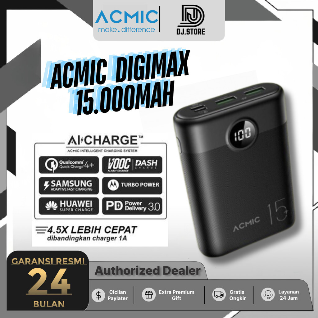 ACMIC DIGIMAX 15000mAh Powerbank Mini 22.5W Fast Charging Type C || DJ Gadget