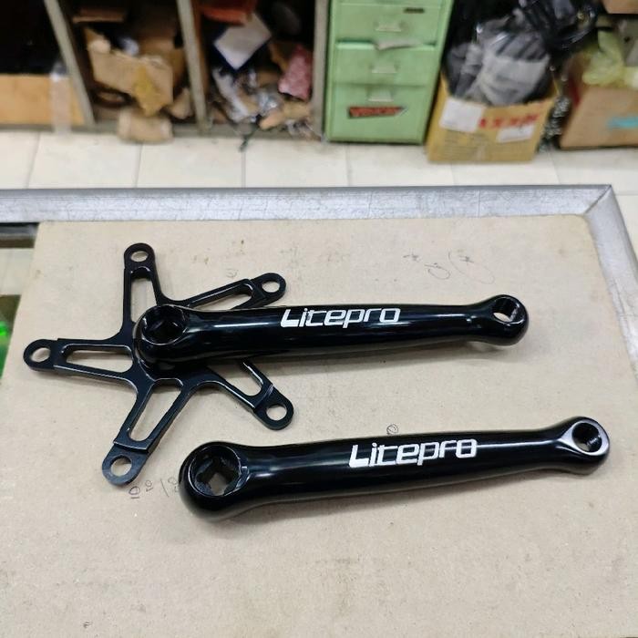 Crank Arm Litepro Super Light BB Kotak Alloy CNC Hitam Original Best Quality