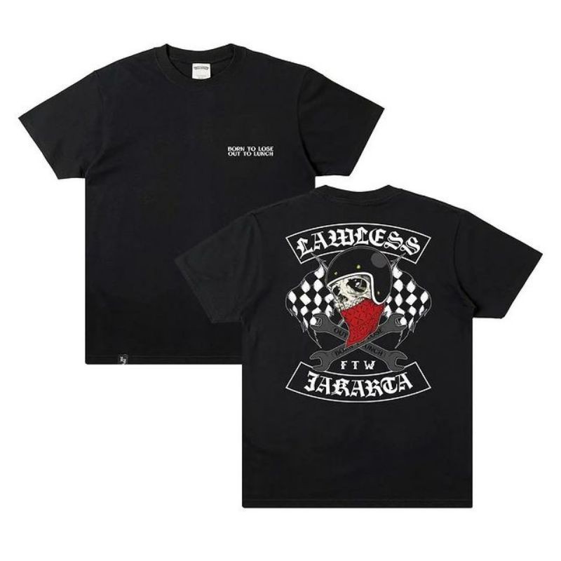 （COD） Tshirt Lawless Jakarta Roadskull (Black)