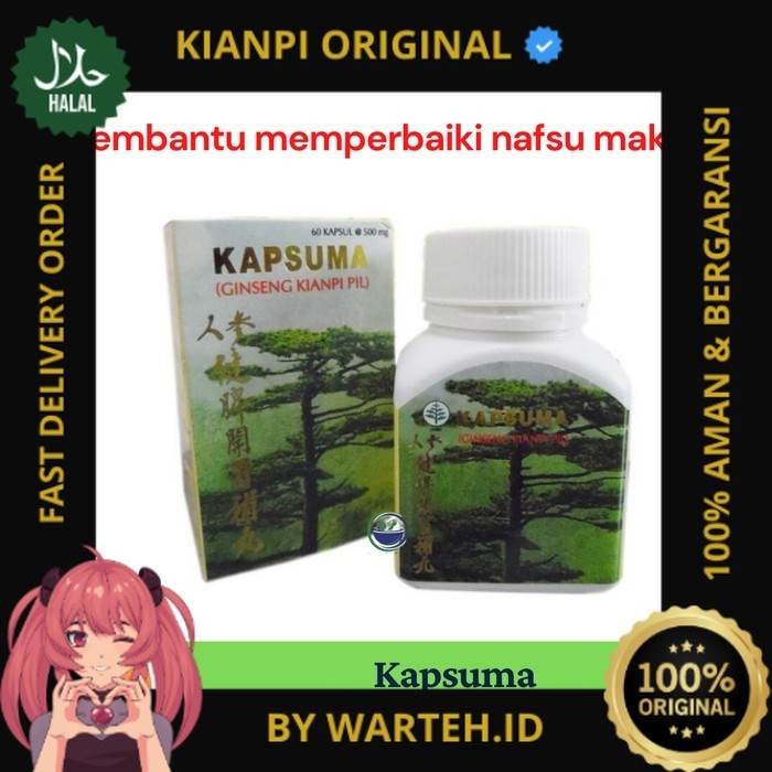 waroeng teteh ~ bisa cod kianpi ori isi 60 kapsul Kapsuma Ginseng Kianpi Pil - Penambah Nafsu Makan 