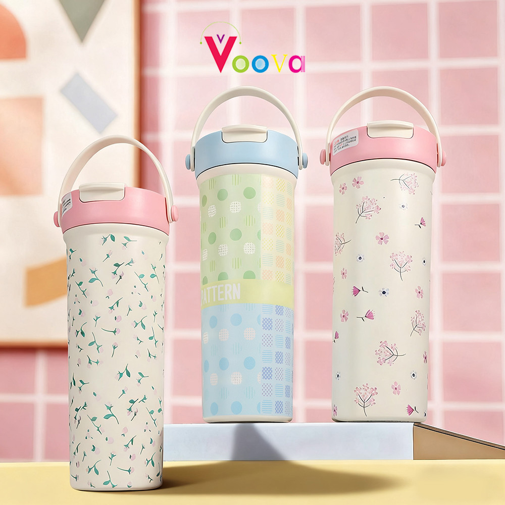 VOOVA Tumbler Stainless/ Tumbler Pattern/ Botol Minum Stainless Motif Lucu/ Botol Minum Coquette/ Tu