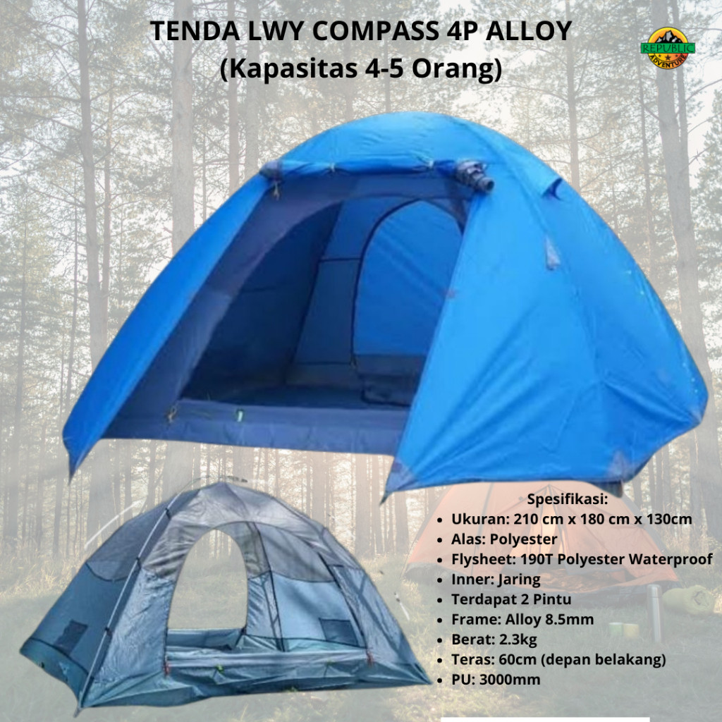 Tenda Tendaki Borneo 4 Tenda Camping Kapasitas 4-5 Orang Tenda Outdoor LWY Compass 2p-4p