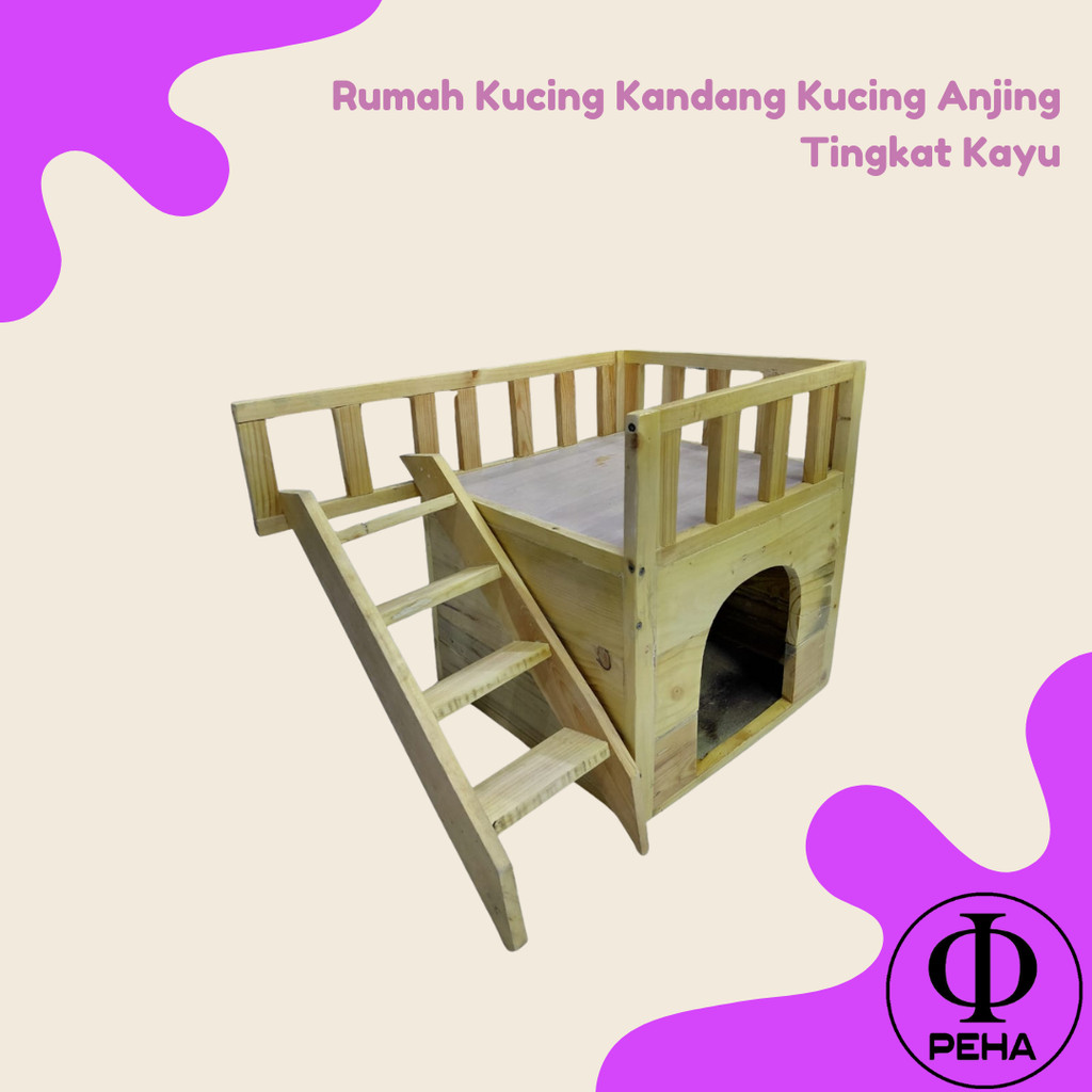 Rumah Kucing Kandang Kucing Anjing Tingkat Kayu