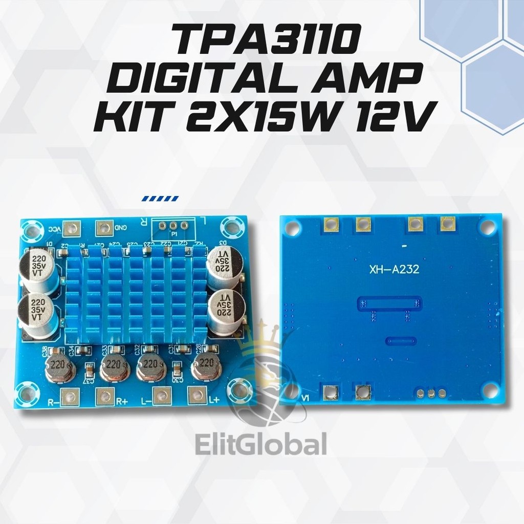 Kit Amplifier TPA3110 – Kelas D Stereo Mini 12V DC