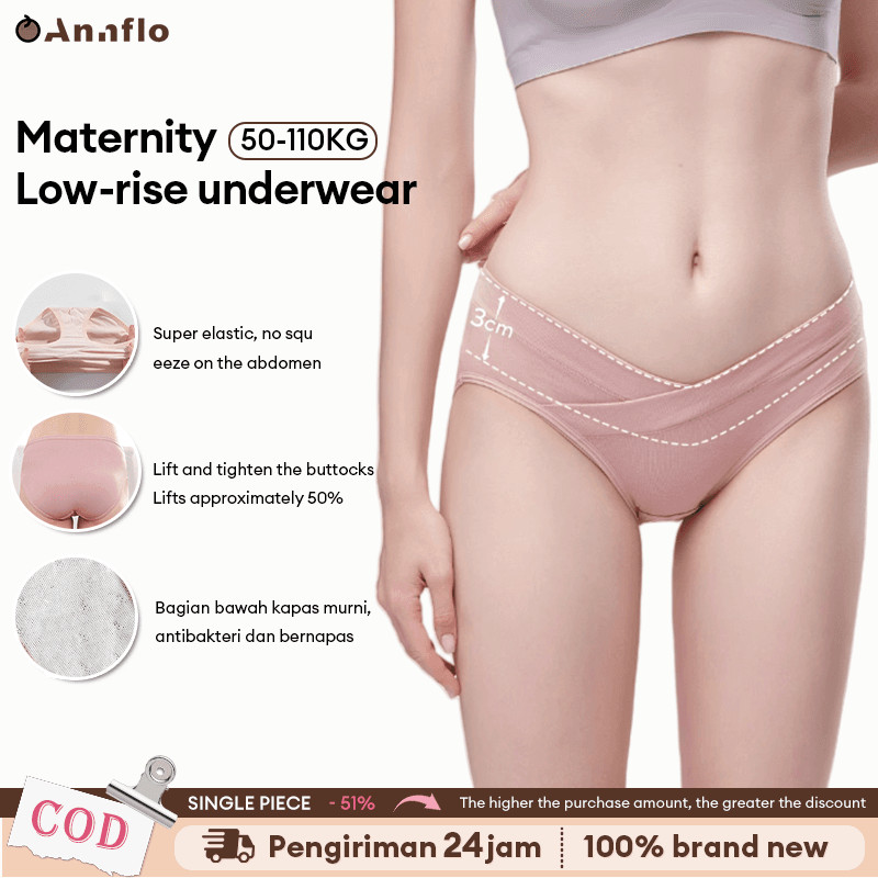 AIMER Celana dalam hamil Jumbo Bumil Pinggang Rendah CD Celana dalam bumil 20020