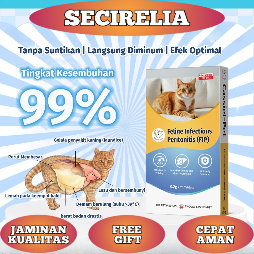 Cassiel Pet Anti Virus Obat FIP Kucing Fip Tablet (Fip Basah - Fip Kering - Fip Neuro) (1 Kotak)