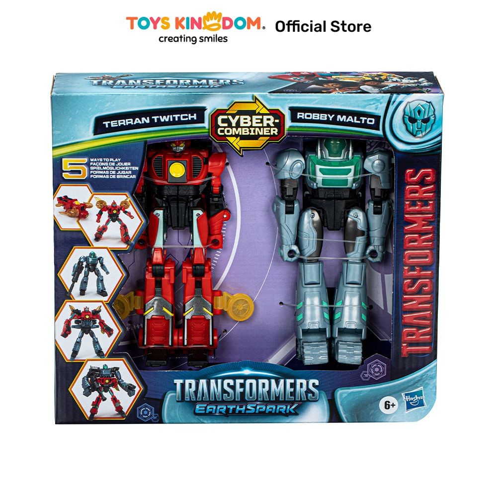 Toys Kingdom Transformers Earth Spark Cyber Combiner Terran Twitch & Robby Malto Kids Toy Action Fig