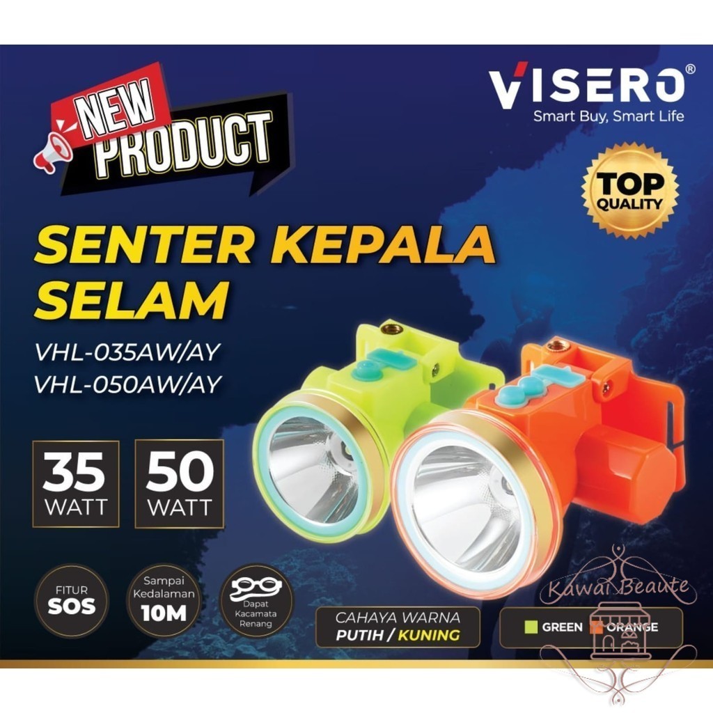 SENTER KEPALA SELAM VISERO 50WATT VHL-050AW / SENTER KEPALA VISERO SELAM 50W VHL050AW