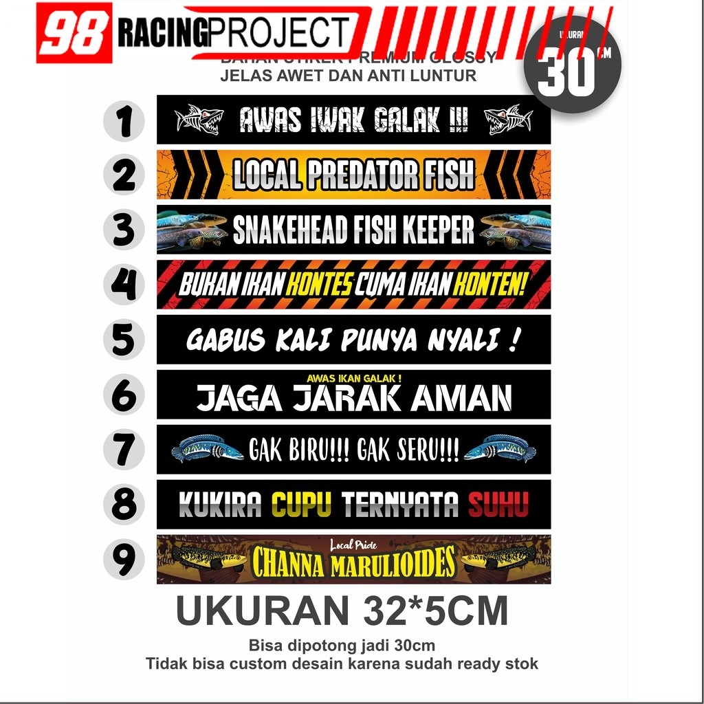 Stiker Aquarium Setiker Aquarium StikerTank Stiker Iwak Galak Stiker Predator Fish KhususUkuran 30cm
