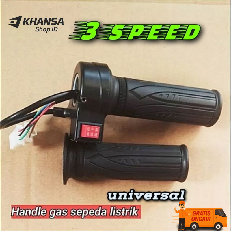 HANDLE GAS 3 KECEPATAN SEPEDA LISTRIK UNIVERSAL SAKLAR TOMBOL 3 SPEED 123 THROTTLE KABEL GAS SWITCH 
