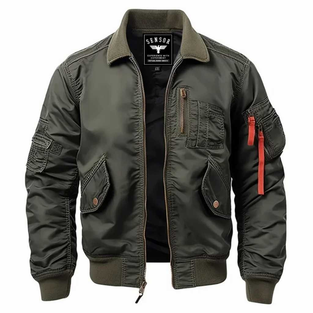 Jaket Bomber Pilot Military SENSOR / Jaket Bomber Pria Taslan Waterproof / Jaket Bomber Pria