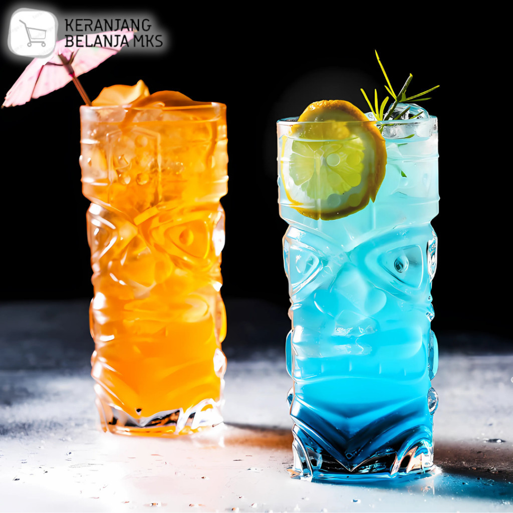 Gelas Kaca Unik Cocktail Mocktail Juice Hawaiian Tiki Glass 400ml