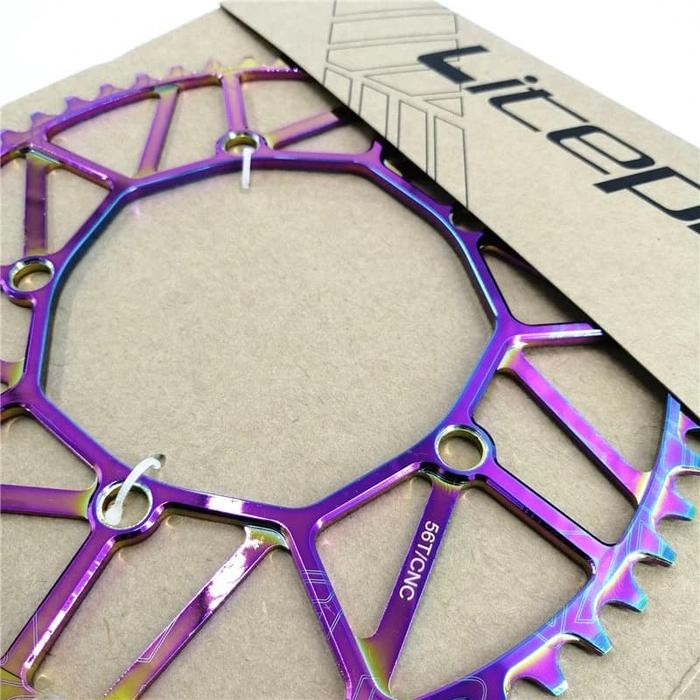 Chainring sepeda Lipat Litepro Hollow 48-58T BCD 130 Rainbow / Bunglon - 56 T