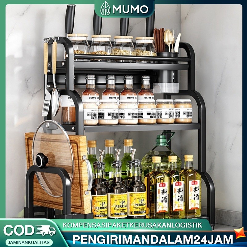 Rak Dapur Stainless Steel Rak Bumbu Dapur Rak Bumbu 3 Susun