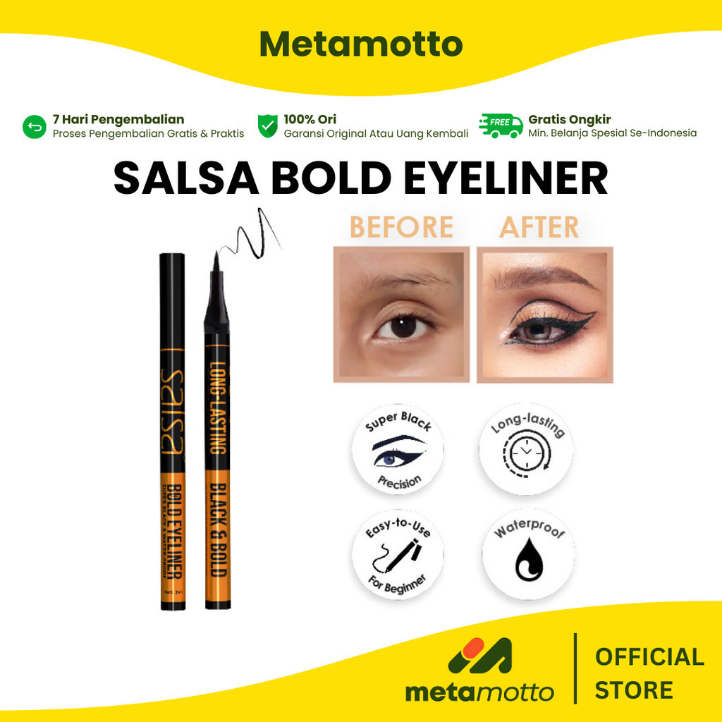 SALSA Bold Eyeliner - Super Black Waterproof Pen Eyeliner Hitam Karya Jaya