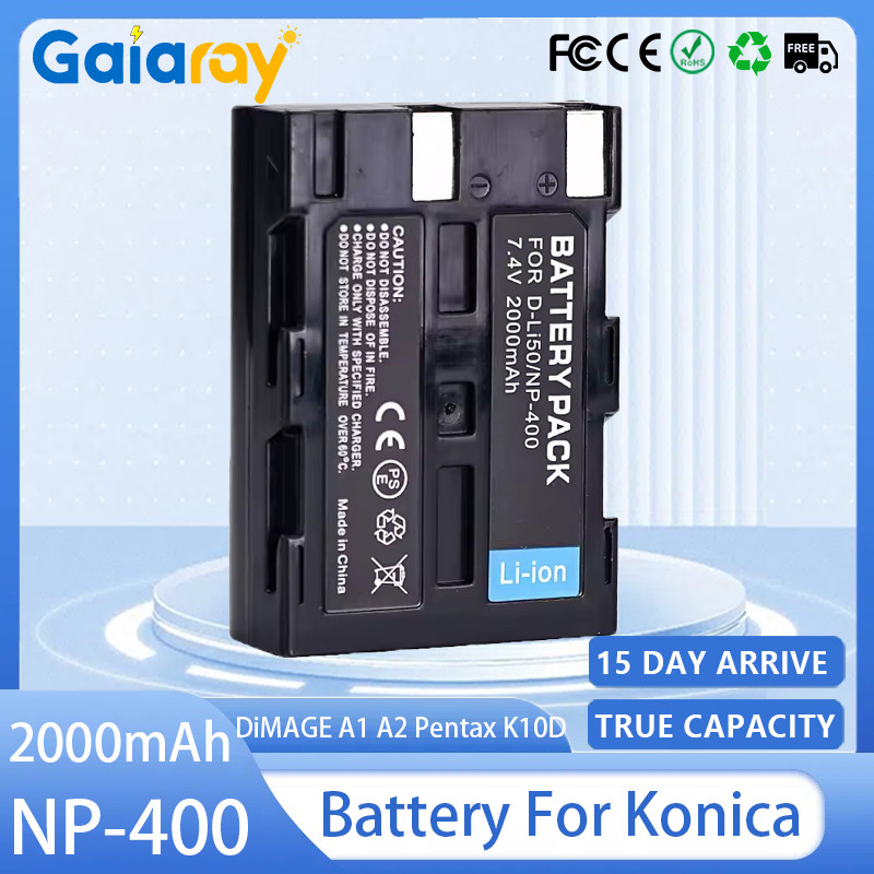 D-Li50 NP-400 2000mAh Camera Rechargeable Battery for Konica Minolta MAGE A1 A2 Pentax K10D K20D Dyn