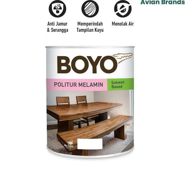 BOYO Politur Melamin Solvent Based 1 Liter - Anti Jamur Serangga & Menolak Air - Meubel Pintu Kusen 