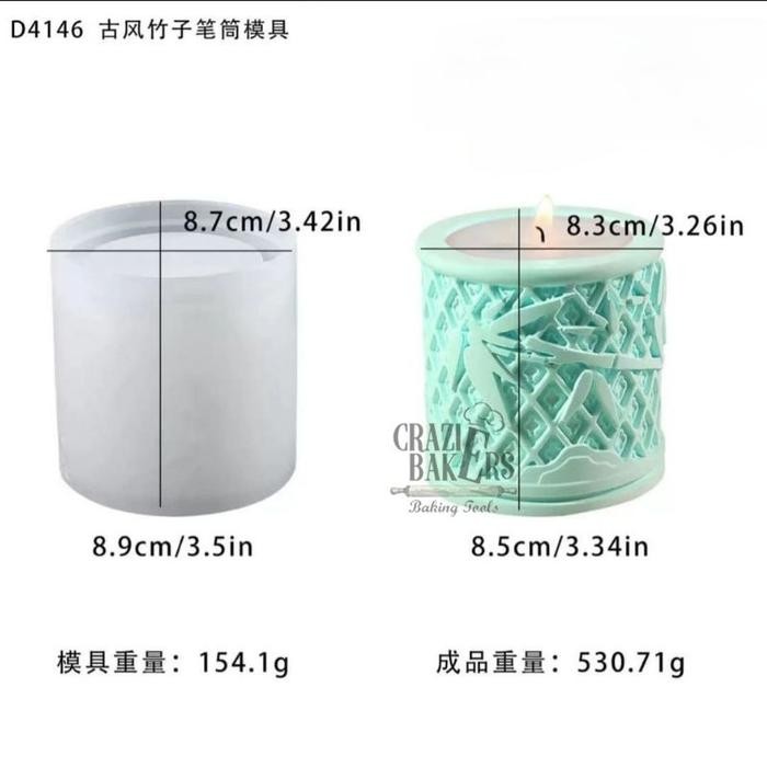 Cetakan Silikon Tempat Lilin Candle Jar Pen Holder Storage Jar Motif Pohon Bambu - D4146