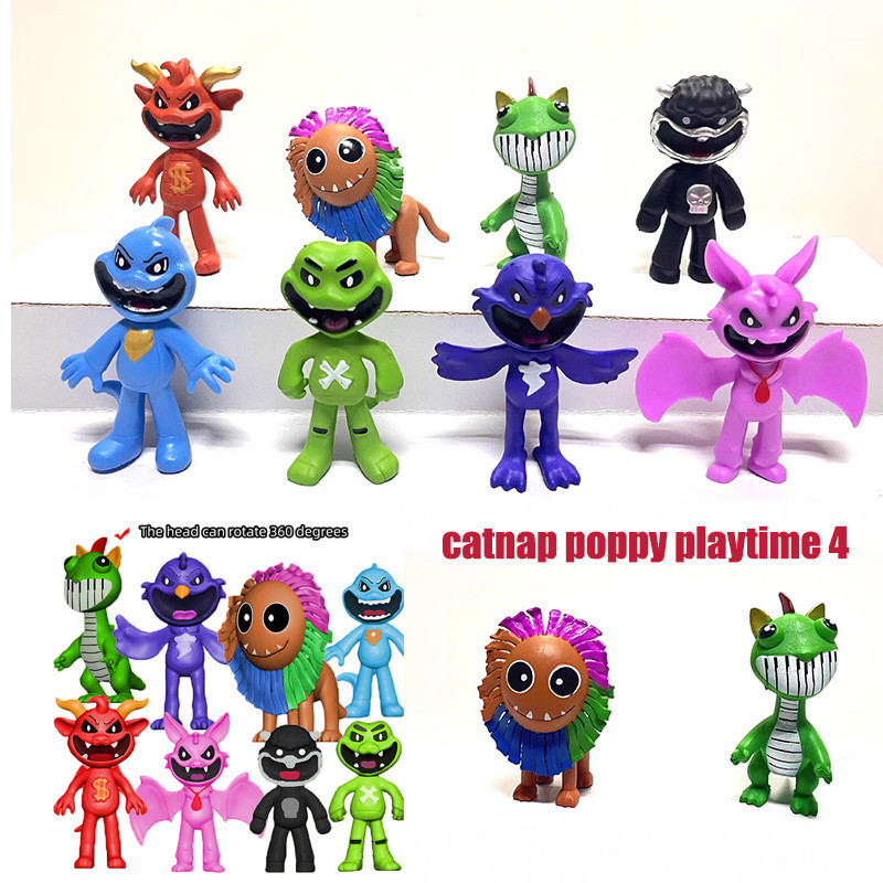 8pcs Poppy Playtime Bab 4 Set Gambar Aksi Pianosaurus Poppy Playtime Mainan untuk Anak-anak