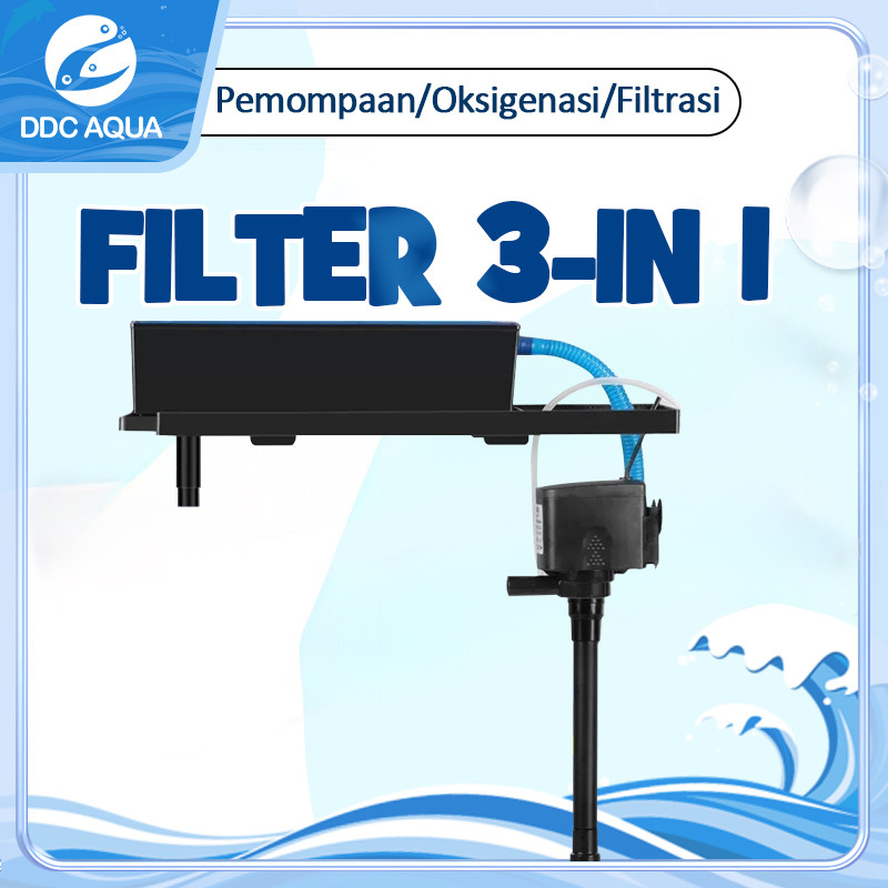 DDC AQUA Filter Pompa Komplit Top Filter Box Aquarium 3 In 1 AKUARIUM TOP FILTER (BOX LEBIH BESAR)