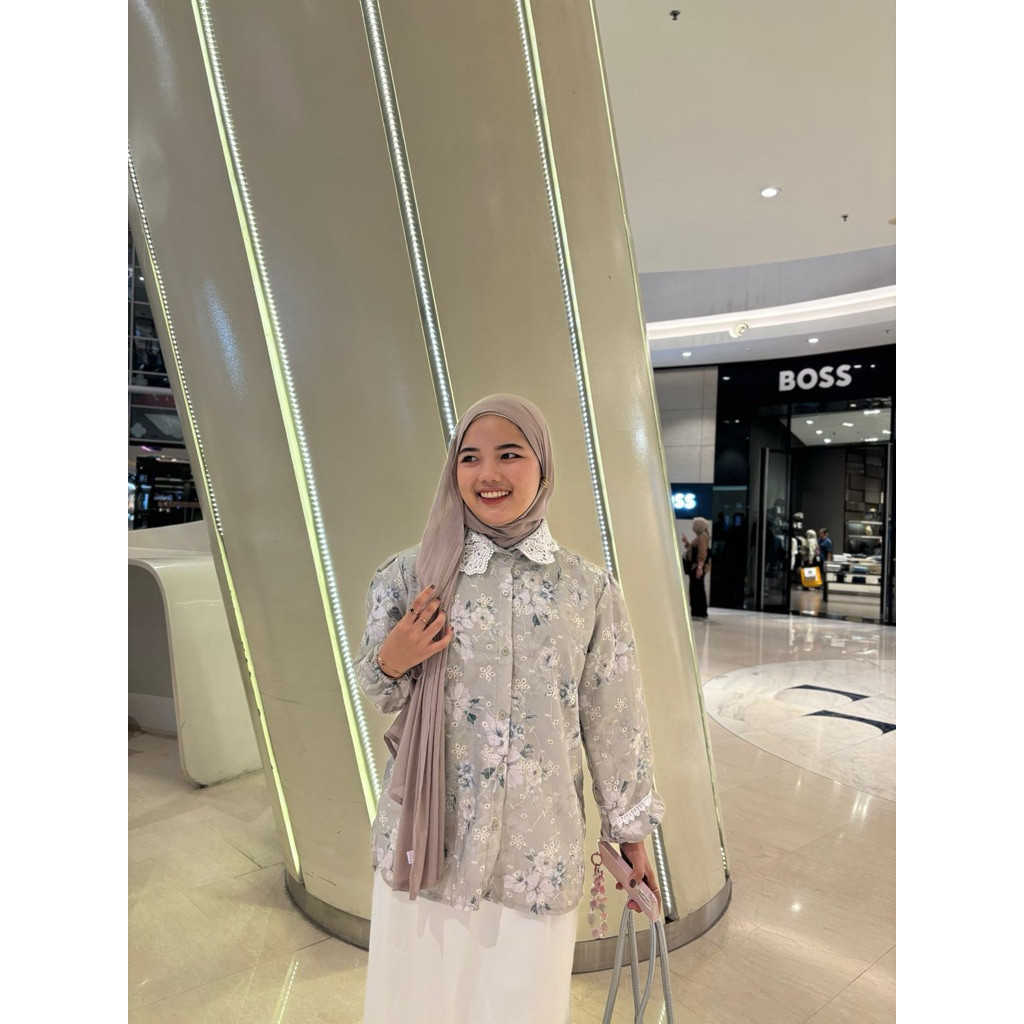 ZETERINDO - ZFS BLOUSE ROMY BUNGA LENGAN PANJANG KERAH TOP FULL MOTIF / QAYLA ATASAN KATBOL PREMIUM 