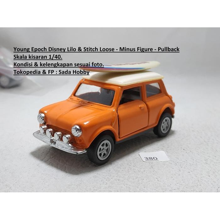DCT... Diecast Miniatur Young Epoch Disney Lilo And Stitch Morris Mini Cooper Orange Minus Unit Only