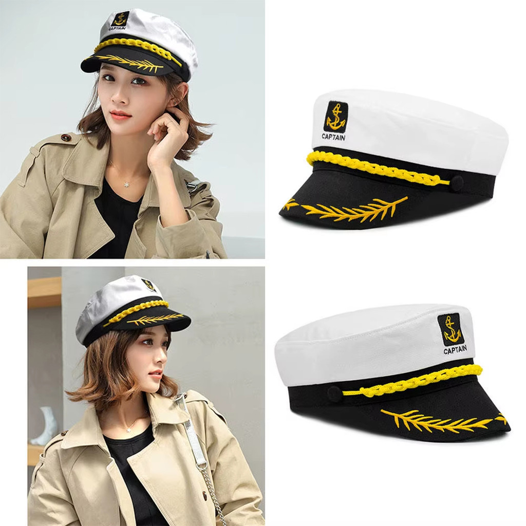 topi kapten kapal Bahan Katun Satu ukuran pesiar klasik Topi Nautical Topi Pelaut Kapten Topi Bajak 