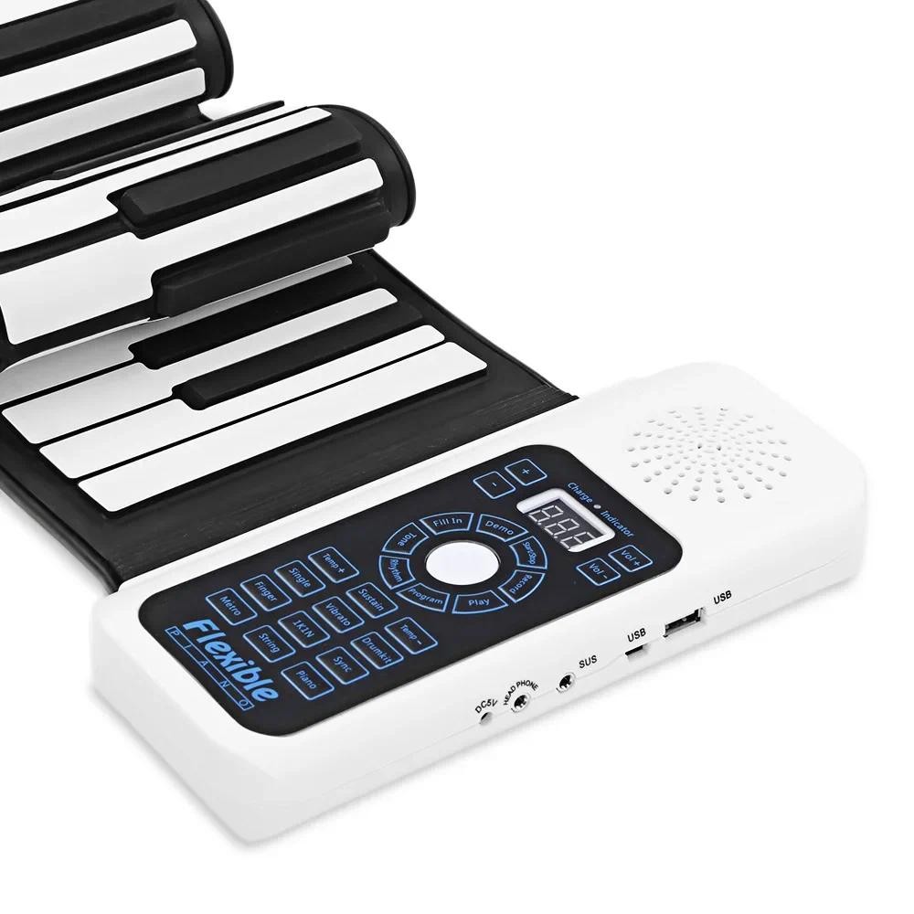 88 Keys Electronic Piano MIDI &USB Charge ABS Soft Silicone Flexible Keyboard Digital Roll Up Piano