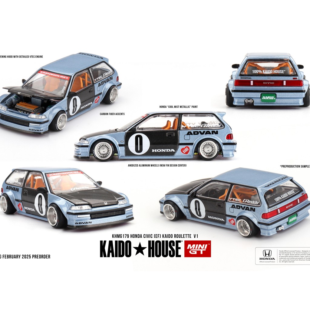 MINI GT KAIDO HOUSE 179 Honda Civic (EF) Kaido Roulette V1