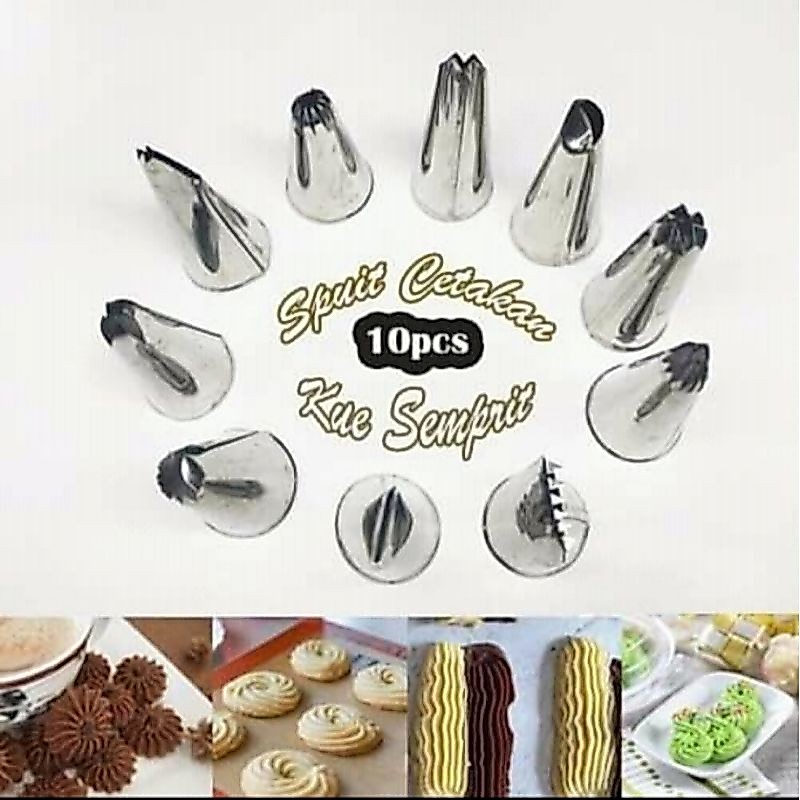 cetakan spuit kecil set 10 macam varian cetakan kue kering