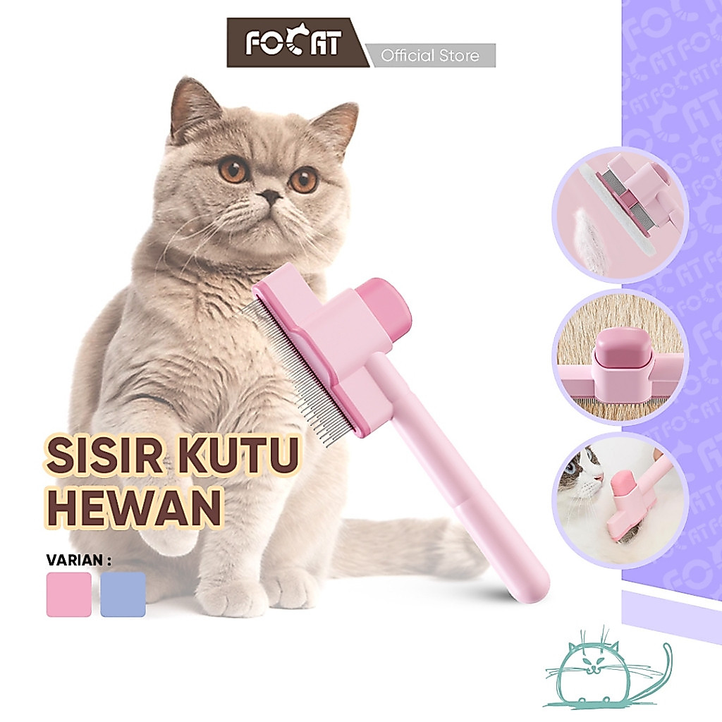 FOCAT Sisir Grooming Kucing Anjing Anti Kutu dan Bulu Rontok F42 Pet Flea Comb Brush
