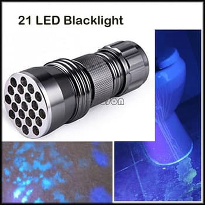 Senter UV Ultraviolet 21 LED Super Bright Alat Deteksi Uang Palsu Batu Akik Silver Premium