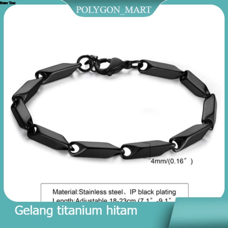 Gelang Pria Wanita Anti Karat Gelang Titanium Minimalis Hitam


